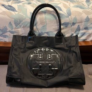 Tory Burch Large Black Ella Nylon Tote